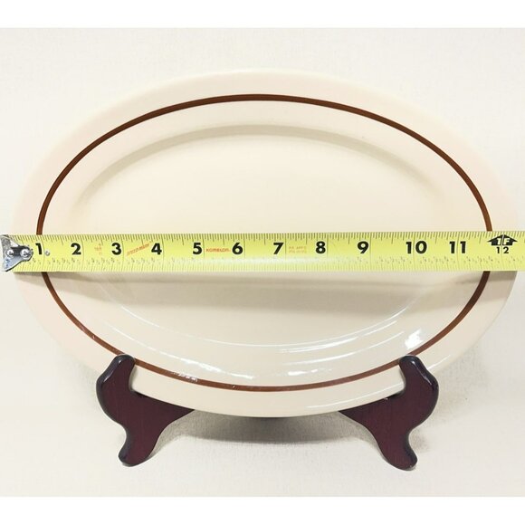Jackson China Restaurant Ware Oval Platter Jac Tan Brown Stripe 9 x 12 Inch - Picture 5 of 6
